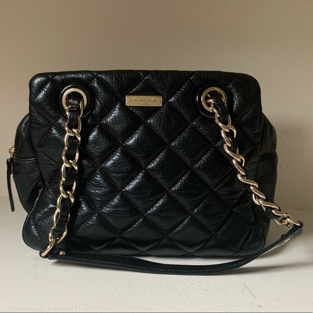 ❤️ Kate Spade Quilted Chain Black/Gold Bag